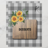 Papier En vichy rustique tournesol recette organisateur d (Devant / Derrière)