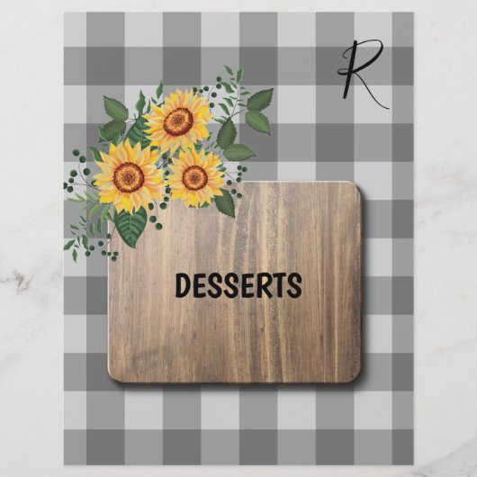 Papier En vichy rustique tournesol recette organisateur d (Devant)