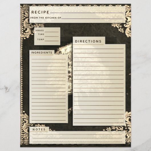 Papier Encart de recette de famille vintage (Devant)
