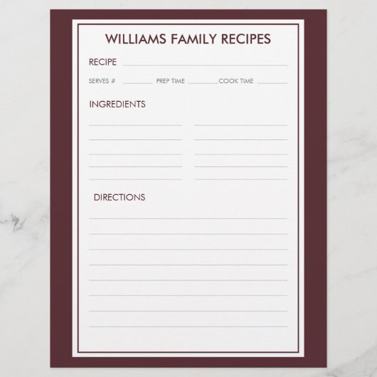 Papier Encart de recette de nom de famille Houndstooth (Dos)