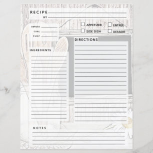 Papier Encart de reliure de recette vintage