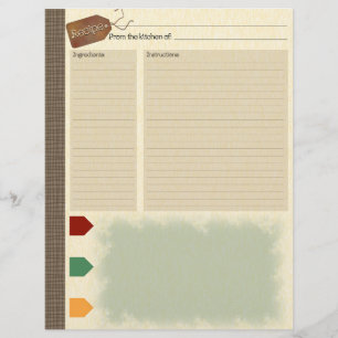 Papier Encarts de recettes pour classeur de recettes