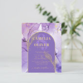 Papier Encre Abstrait PURPLE OR Lavande Mariage INVITE (Debout devant)