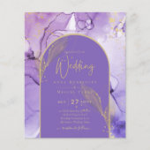 Papier Encre Abstrait PURPLE OR Lavande Mariage INVITE (Devant)