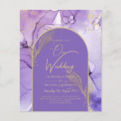 Papier Encre Abstrait PURPLE OR Lavande Mariage INVITE (Devant)