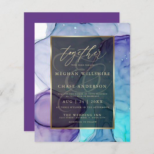 Papier Encre Abstraite Liquide Violet Aqua (Devant / Derrière)