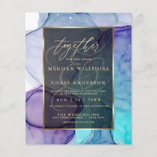 Papier Encre Abstraite Liquide Violet Aqua