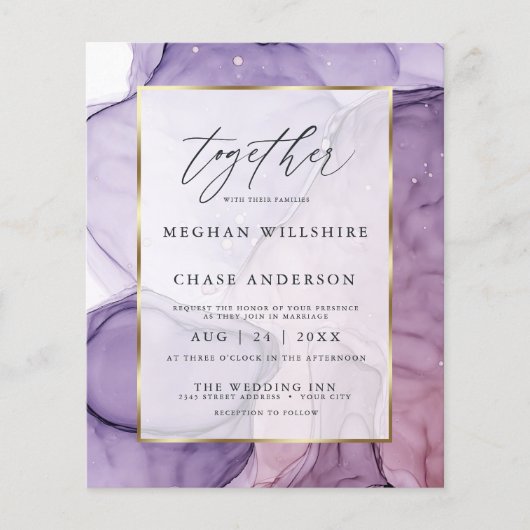 Papier Encre Abstraite Mariage abordable Lavender Rose (Devant)