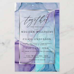 Papier Encre Abstraite Mariage chic Aqua violet abordable