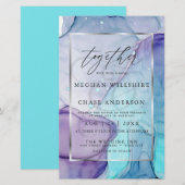 Papier Encre Abstraite Mariage chic Aqua violet abordable (Devant / Derrière)