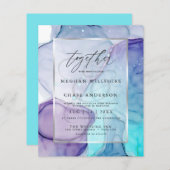 Papier Encre Abstraite Mariage chic Aqua violet abordable (Devant / Derrière)