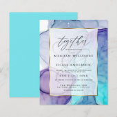 Papier Encre Abstraite Mariage chic Aqua violet abordable (Devant / Derrière)