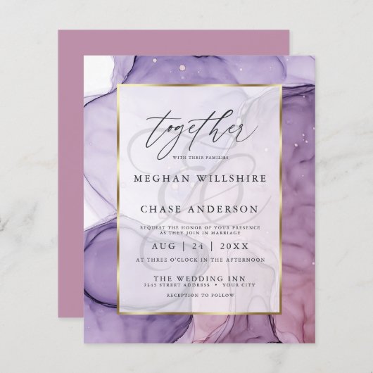 Papier Encre Abstraite Mariage chic Rose abordable (Devant / Derrière)