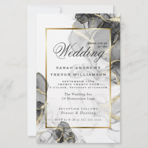 Papier Encre d'alcool d'or noir élégant Mariage budget