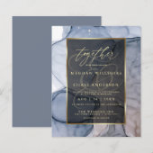 Papier Encre d'alcool Mariage Dusty Blue Mauve abordable (Devant / Derrière)