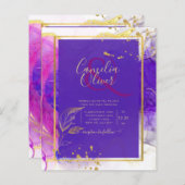 Papier Encre d'alcool Mariage violet intense en or rose (Devant / Derrière)