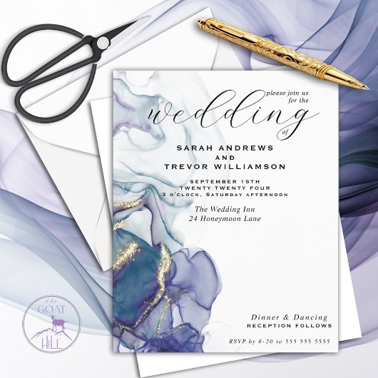 Papier Encre d'alcool violet Turquoise Mariage Budget
