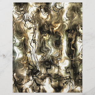 Papier Energie Nerveuse Grungy Art Abstrait en Jaune et G