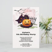 Papier Enfants Chat Noir Halloween Invitations d'annivers (Debout devant)