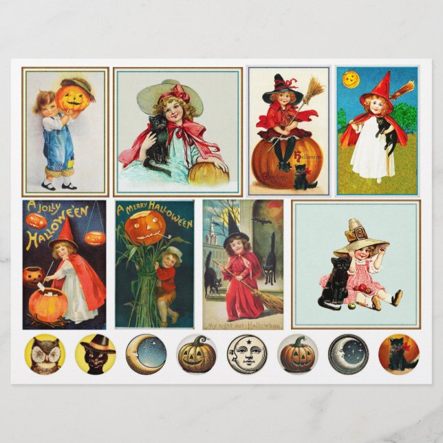 Papier Enfants d'Halloween Vintages (Devant)
