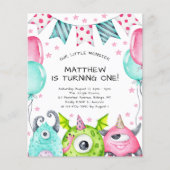 Papier Enfants mignons Monstres Anniversaire Fête Invitat (Devant)