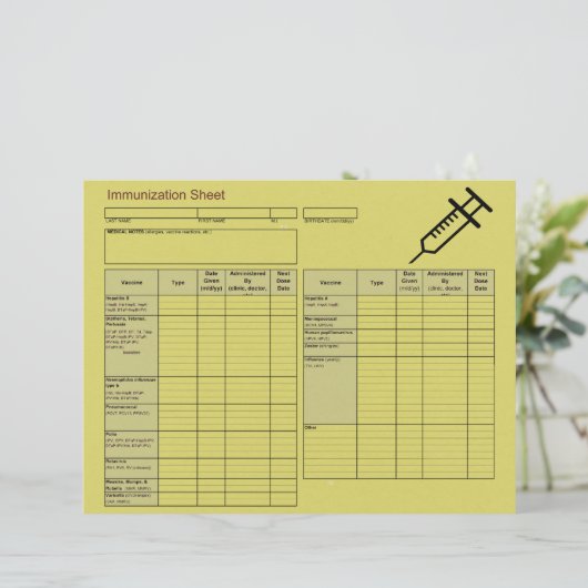 Papier Enregistrements d'immunisation des créatures les p (Debout devant)