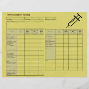 Papier Enregistrements d'immunisation des créatures les p