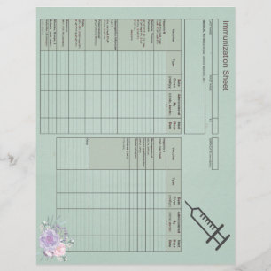 Papier Enregistrements d'immunisation florale bleu-Horizo