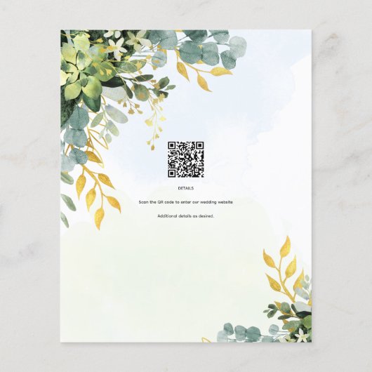 Papier Enregistrer la date Eucalyptus Green Gold Mariage  (Dos)