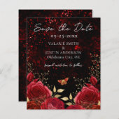Papier Enregistrer la date Mariage gothique noir rouge (Devant / Derrière)