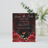 Papier Enregistrer la date Mariage gothique noir rouge (Debout devant)
