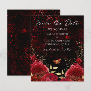 Papier Enregistrer la date Mariage gothique noir rouge