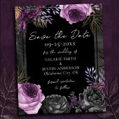 Papier Enregistrer la date Mariage gothique noir violet