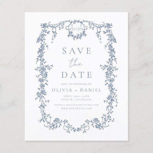 Papier Enregistrer la date Victorian Floral Dusty Mariage (Devant)
