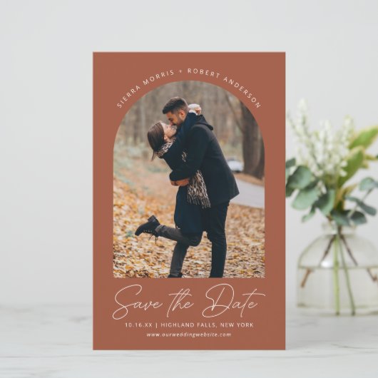 Papier Enregistrer l'arc moderne Mariage de automne Date (Debout devant)