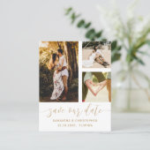 Papier Enregistrer notre date Budget Photo Gold Script In (Debout devant)