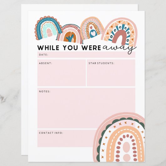 Papier Enseignant De Substitut Arc-En-Ciel Pendant Que Vo (Devant / Derrière)