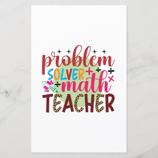 Papier Enseignant Problème d'art Solveur Math Enseignant (Devant)