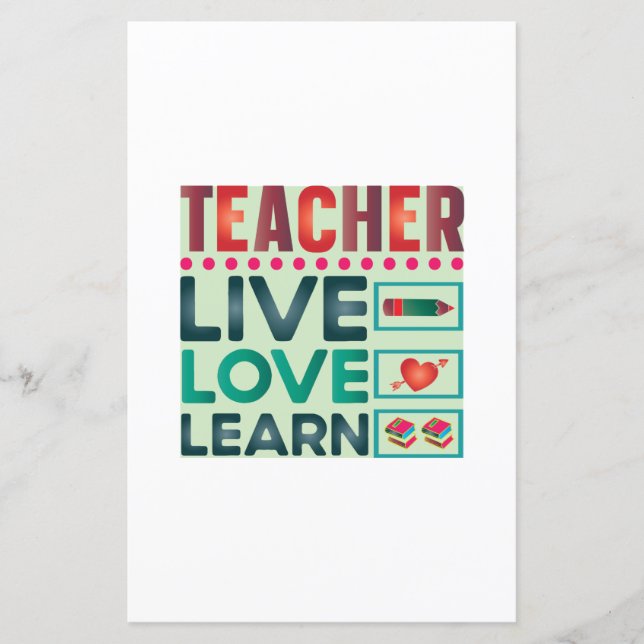 Papier Enseignant Vivre Amour Apprendre (Devant)