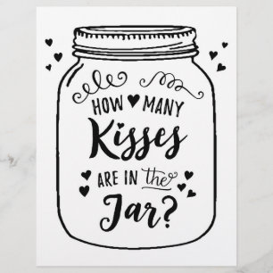 Papier ENSEIGNE Combien de bisous y a-t-il dans le pot?