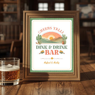 Papier Enseigne de bar de pickleball rétro western Dink &