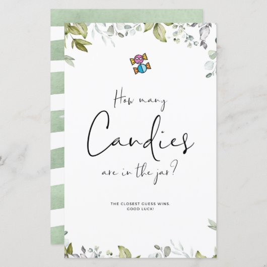 Papier Enseigne Mini Baby Shower Végétalien Combien de Bo (Devant / Derrière)