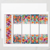 Papier Ensemble de 5 signets de frontière florale Boho (Devant / Derrière)