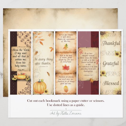 Papier Ensemble de 5 Signets de gratitude (Devant / Derrière)