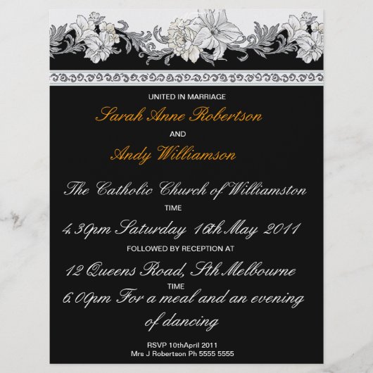 Papier Ensemble de mariages noir et blanc (Invitation) (Devant)