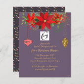 Papier Entreprise Noël Poinsettia Mauve Or Rouge (Devant / Derrière)