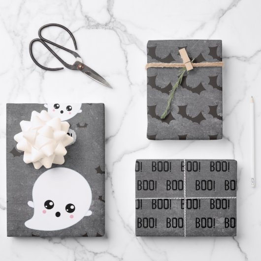 Papier enveloppant pour Halloween Ghost Kawaii (Recto)