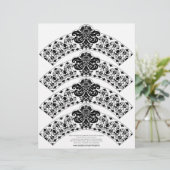 Papier Enveloppe Cupcake Damask noir sur blanc (Debout devant)