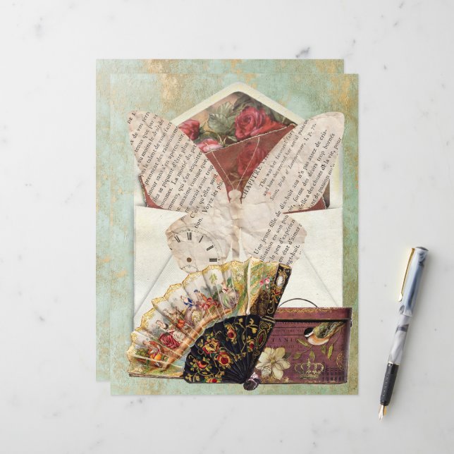 Papier Enveloppe vintage Insertion Casquette ventilateur  (Devant/Arrière en situation)