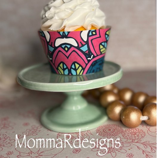 Papier Enveloppement de cupcake funky, rétro impression c